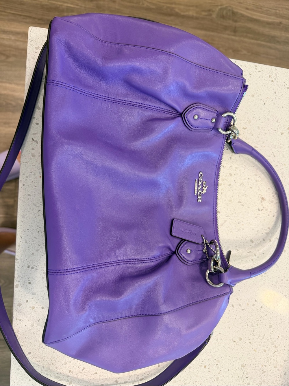 Coach Purple Leather Satchel with Removable Strap - Picture 4 of 6